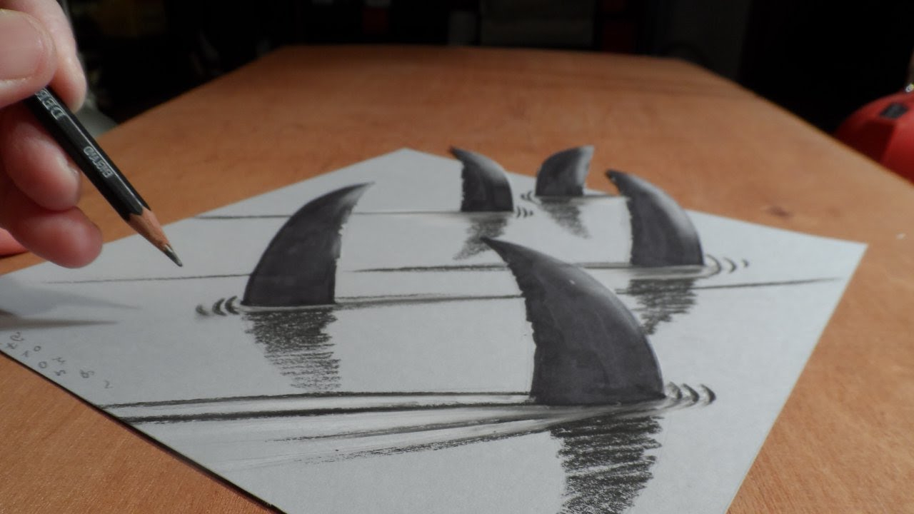1280x720 How To Draw A Sketch How To Draw Sharks - 3d Shark Drawing