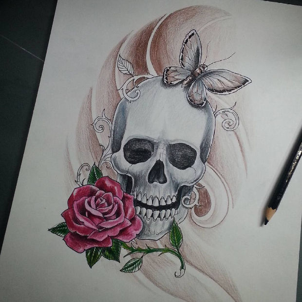 3d Skull Drawing at PaintingValley.com | Explore collection of 3d Skull ...