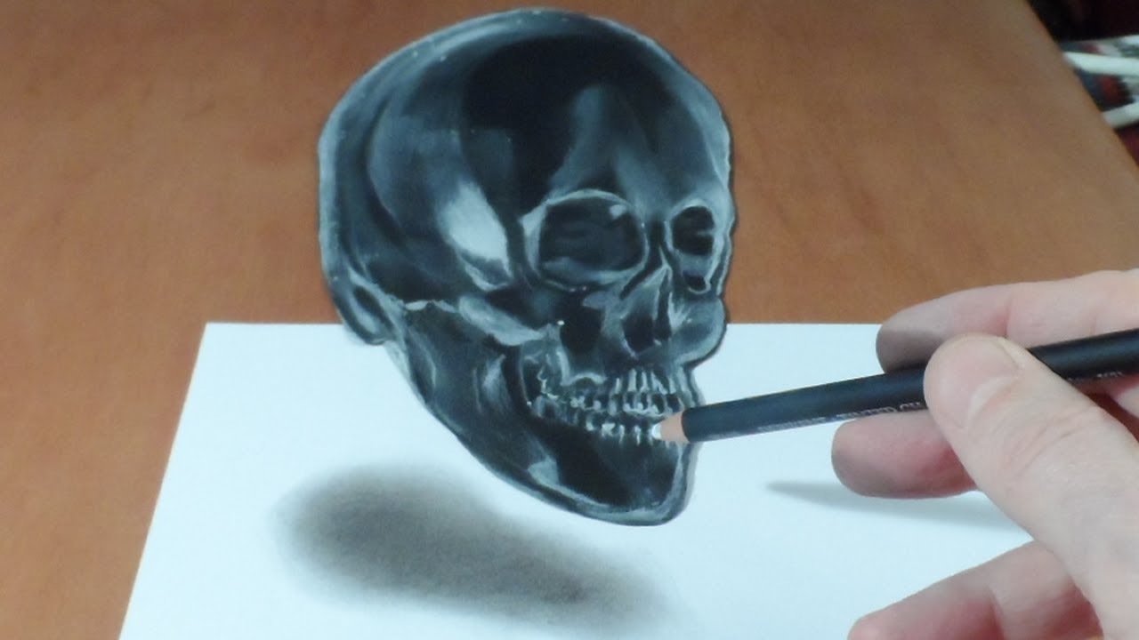1280x720 How To Draw A Skull, Trick Art Crystal Skull Illusion - 3d Skull Drawing