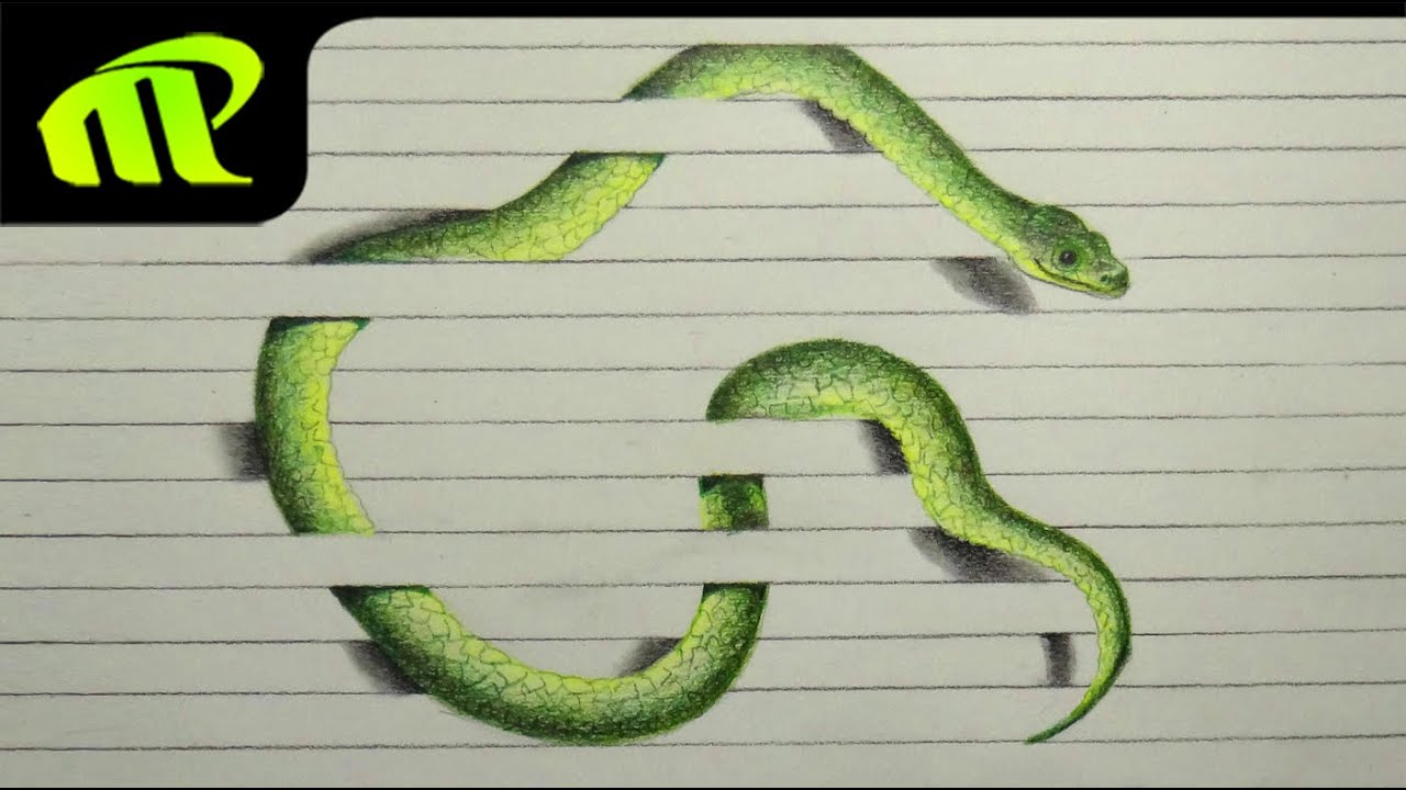 1280x720 Paper Illusion Snake Drawing - 3d Snake Drawing