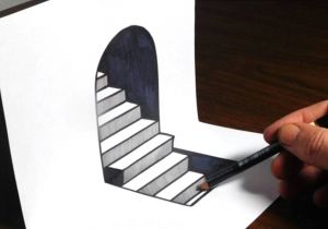 300x210 Easy Drawings Step - 3d Stairs Drawing