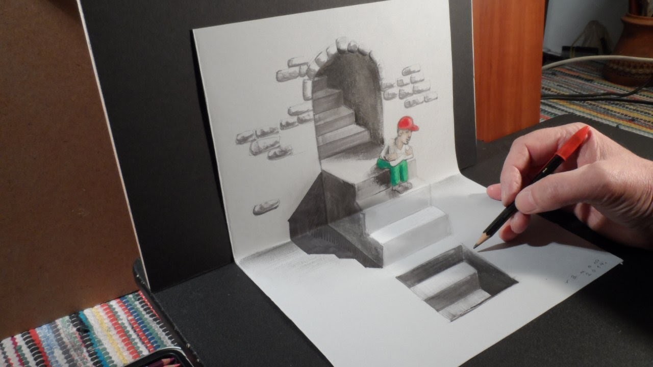 1280x720 how to draw staircase, art drawing stairs - 3d Stairs Drawing