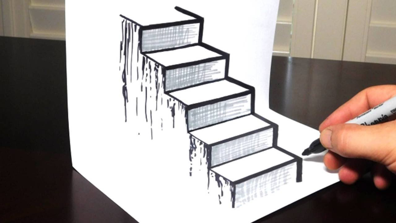 1280x720 How To Draw A Staircase - 3d Stairs Drawing
