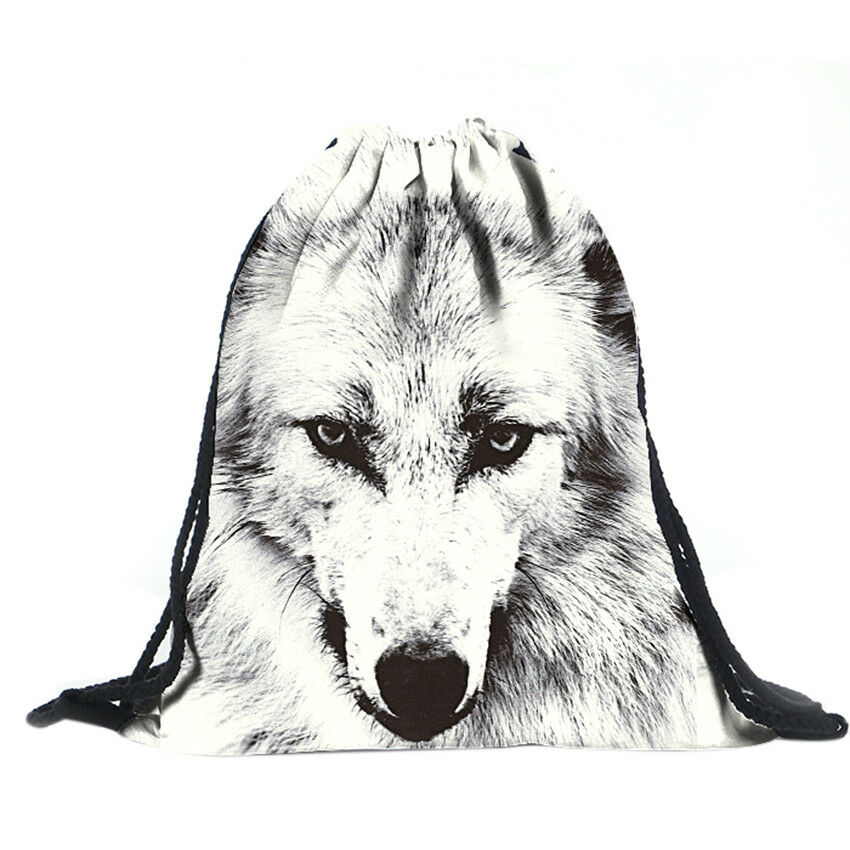 850x850 animal polyester backpack boy's bag draw string back bag gym bag - 3d Wolf Drawings