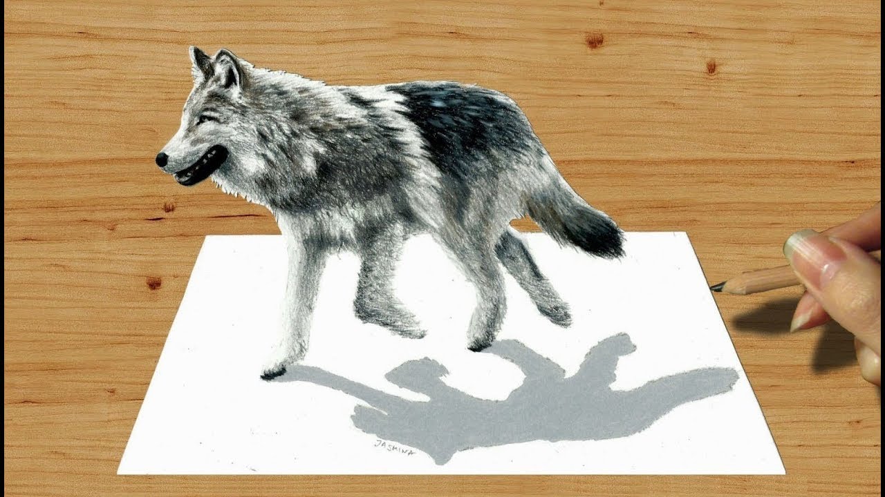 1280x720 Pencil Drawing Walking Wolf - 3d Wolf Drawings