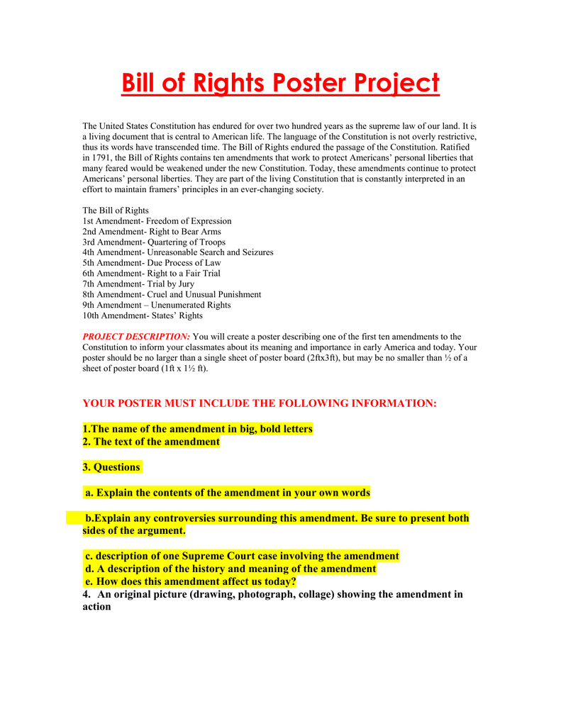 791x1024 Bill Of Rights Poster Project - 3rd Amendment Drawing
