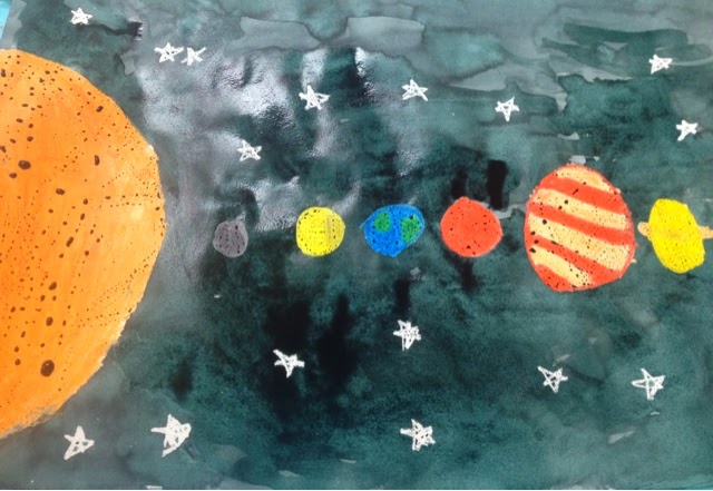 640x441 artsome! elementary art grade solar system watercolor resist - 3rd Grade Drawing