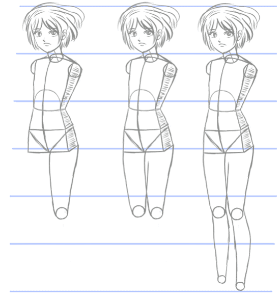 550x583 how to draw manga bodies in three quarter - 4 Drawing
