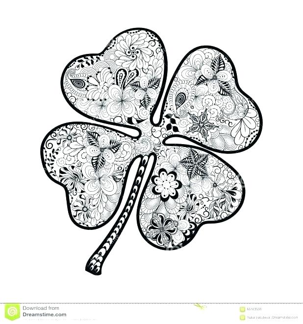 618x661 Leaf Clover Coloring - 4 Leaf Clover Drawing