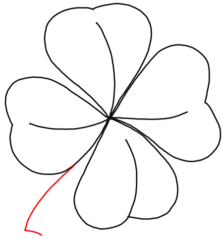 450x482 how to draw leaf clovers shamrocks for st patricks day - 4 Leaf Clover Drawing