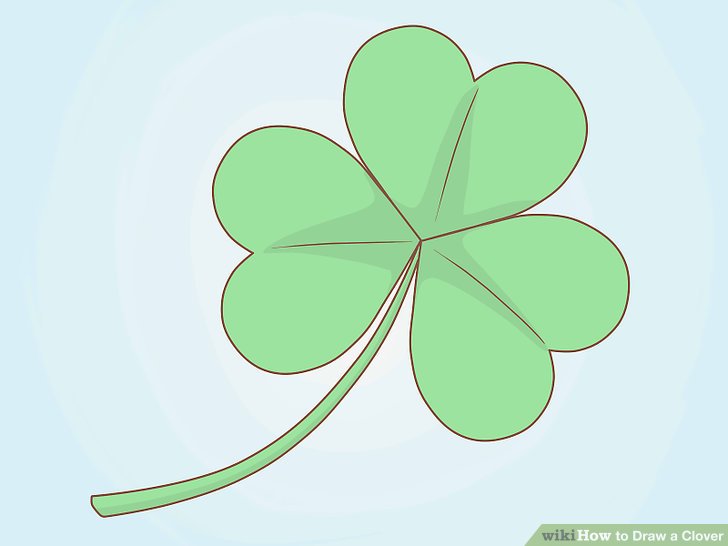 How To Draw A Clover Steps - 4 Leaf Clover Drawing. 
