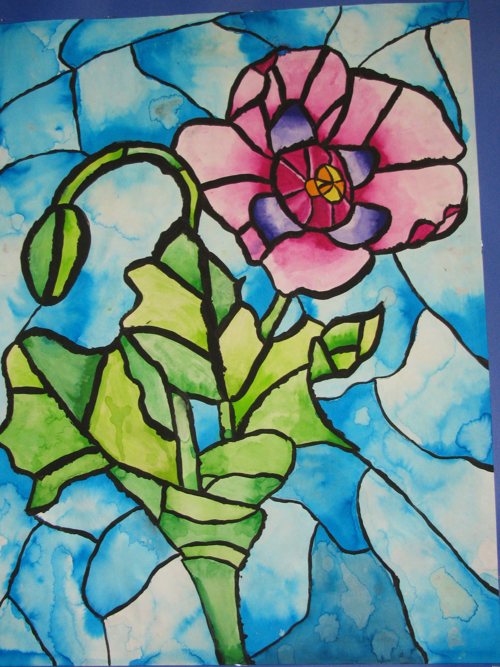 2112x2816 grade watercolor x stained glass window style art art - 4th Grade Drawings