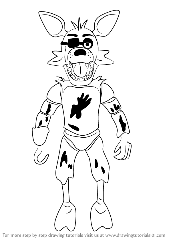 598x844 learn how to draw foxy from five nights - 5 Nights At Freddys Drawings