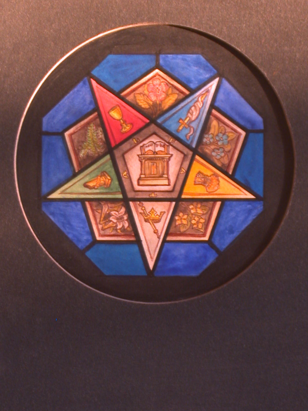 1200x1600 Design Drawing For Stained Glass Octagonal Window With Five Point - 5 Point Crown Drawing