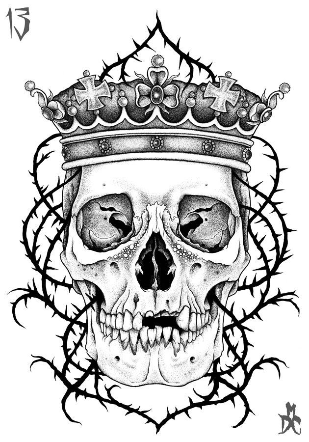 630x900 Five Point Crown Drawing Skulls - 5 Point Crown Drawing