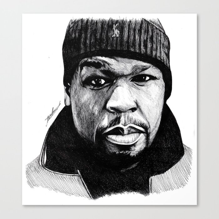 700x700 Cent Pen Drawing Canvas Print - 50 Cent Drawing