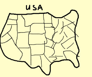 300x250 The Map Of The States Of The Usa Drawing - 50 States Drawing