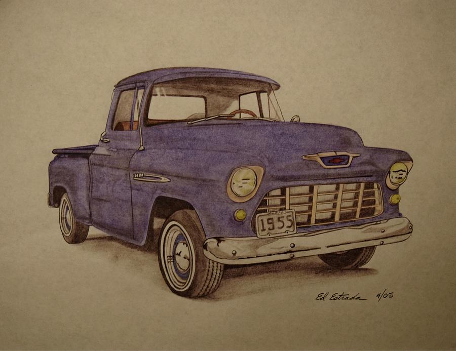 900x693 Chevrolet Pickup Truck Drawing - 55 Chevy Drawing