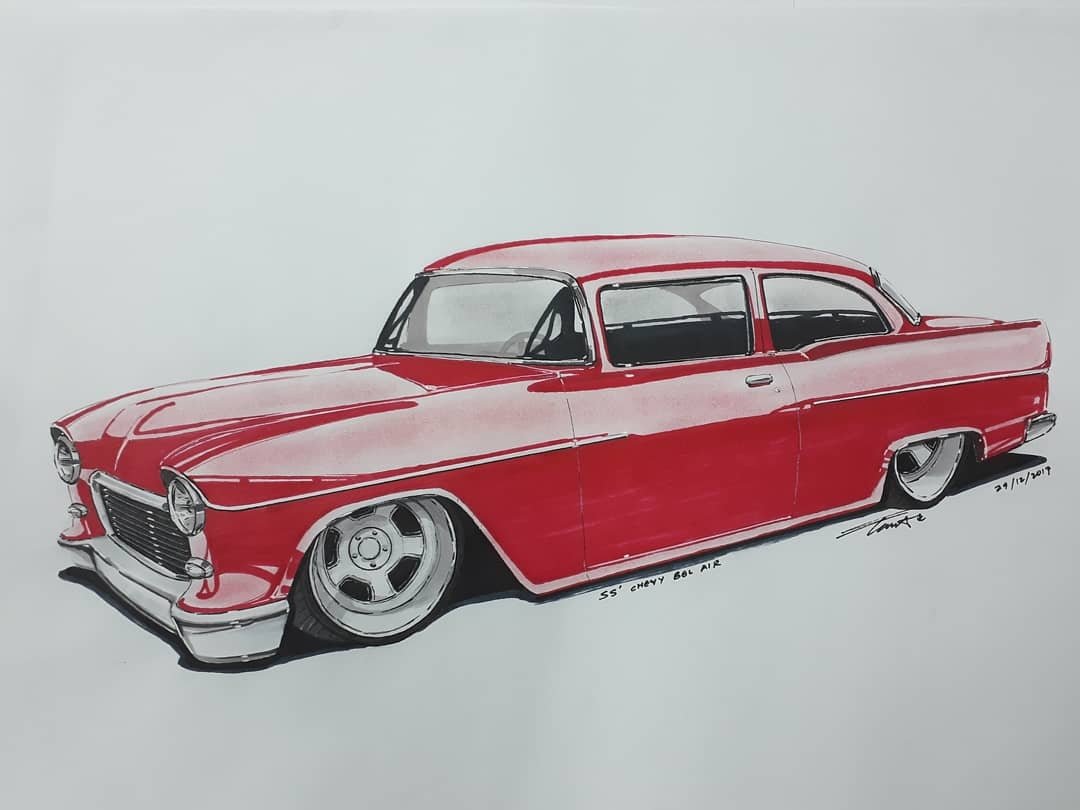 1080x810 chevy bel air custom - 55 Chevy Drawing