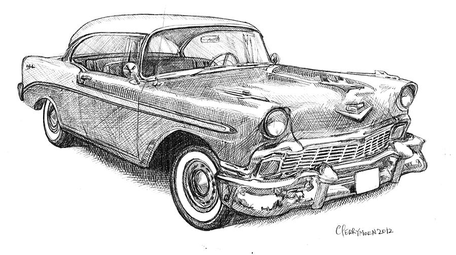 900x503 chevy drawing - 55 Chevy Drawing