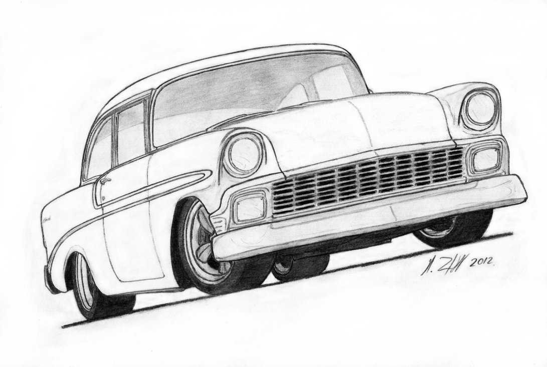 1091x733 Chevrolet Drawing Image Drawing Skill - 55 Chevy Drawing