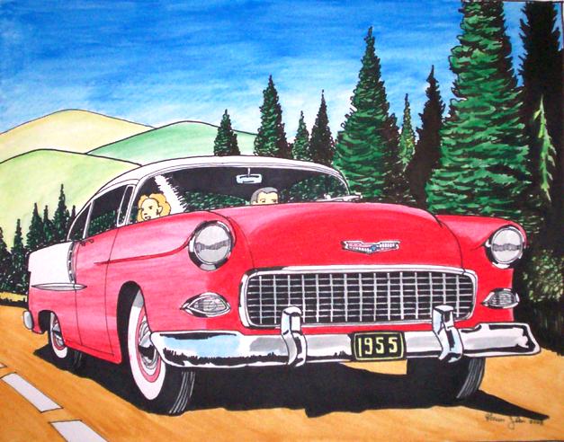 627x492 Drawings - 55 Chevy Drawing