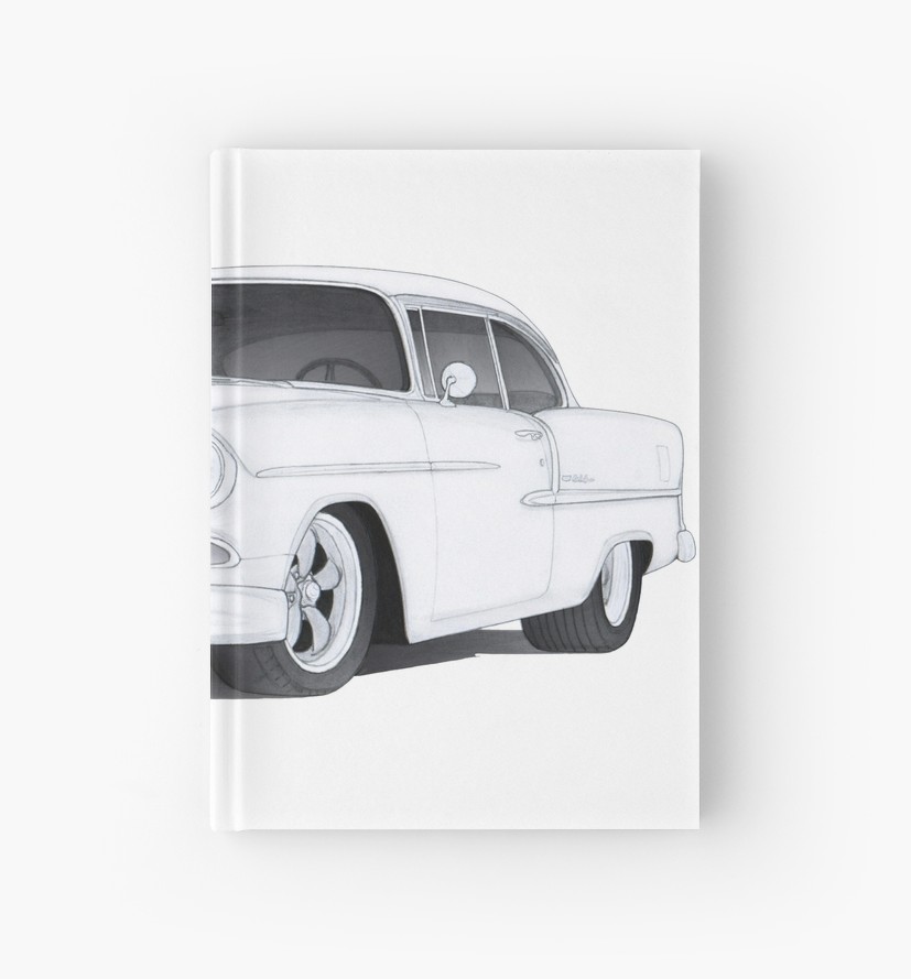 827x889 chevy bel air drawing hardcover journals - 55 Chevy Drawing