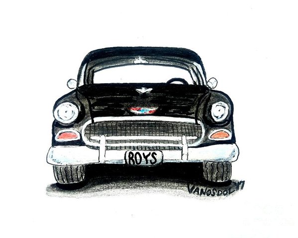 599x480 chevy bel air front view poster - 55 Chevy Drawing