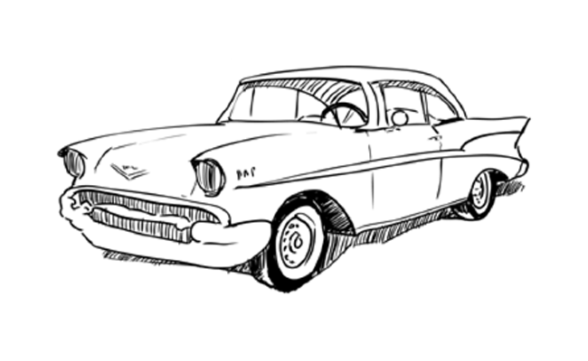 650x400 Chevy Sketchbook Challenge Art Drawings, Car Drawings - 57 Chevy Drawing
