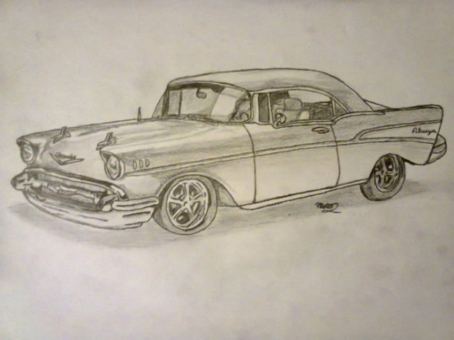 640x480 Chevy Drawing, My First Ever Car Drawing Funpic Us - 57 Chevy Drawing