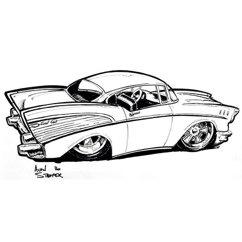 500x500 Cartoon - 57 Chevy Drawing