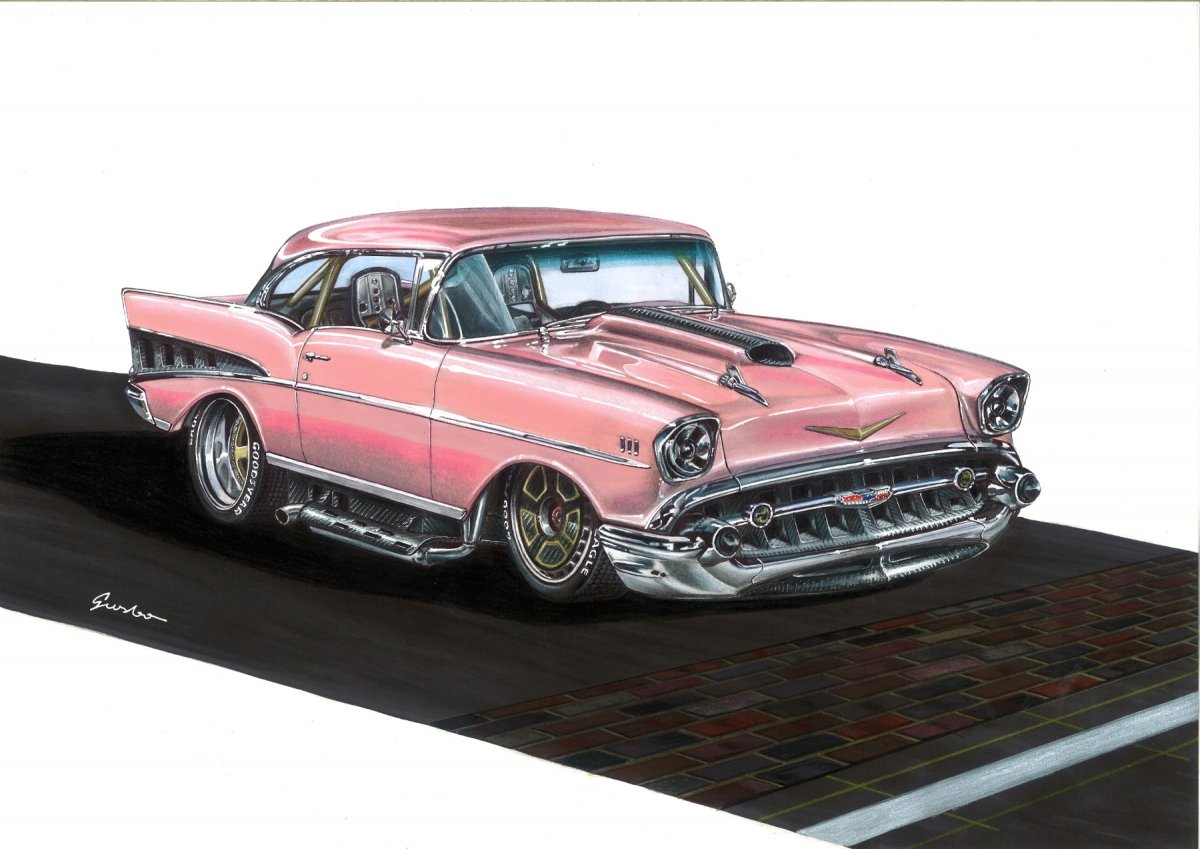 1200x849 Chevy Fantasy Restomod - 57 Chevy Drawing