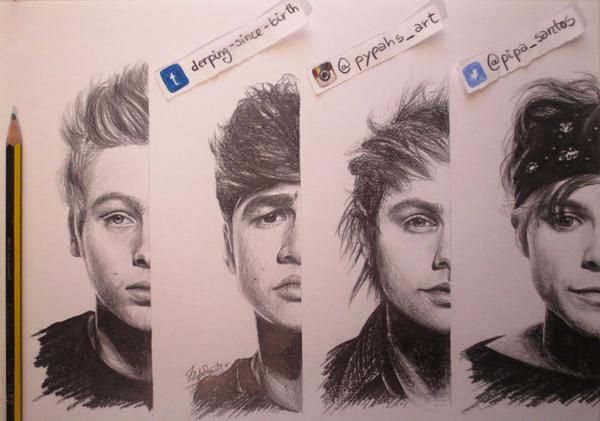 600x421 calum from drawing of calum hood from what do you - 5sos Drawings