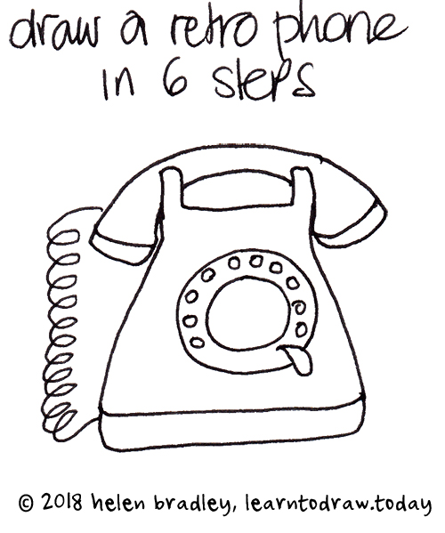 500x599 how to draw a retro rotary phone in six steps learn to draw - 6 Drawing