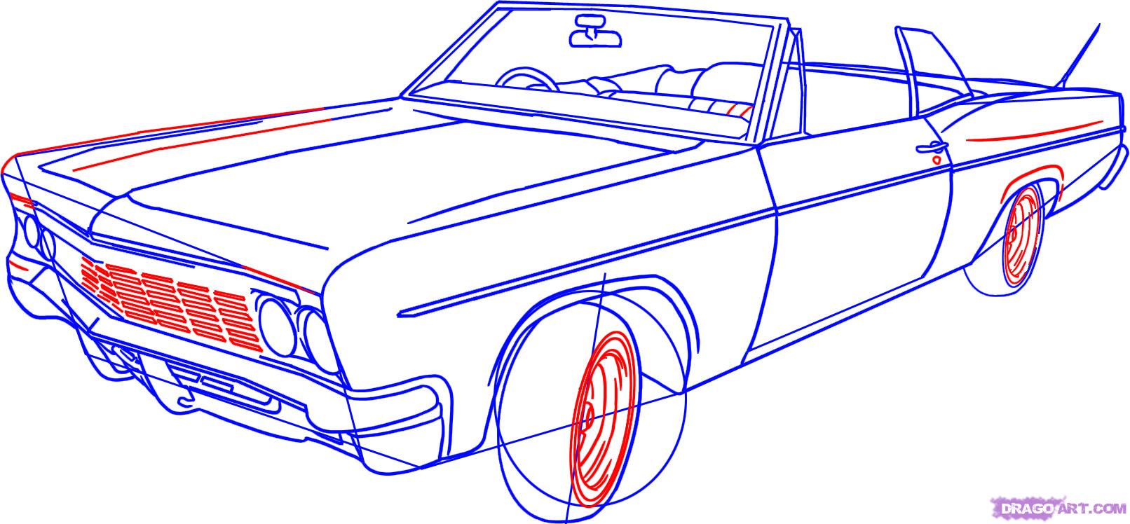 How To Draw A Lowrider, Step - 64 Impala Drawing. 