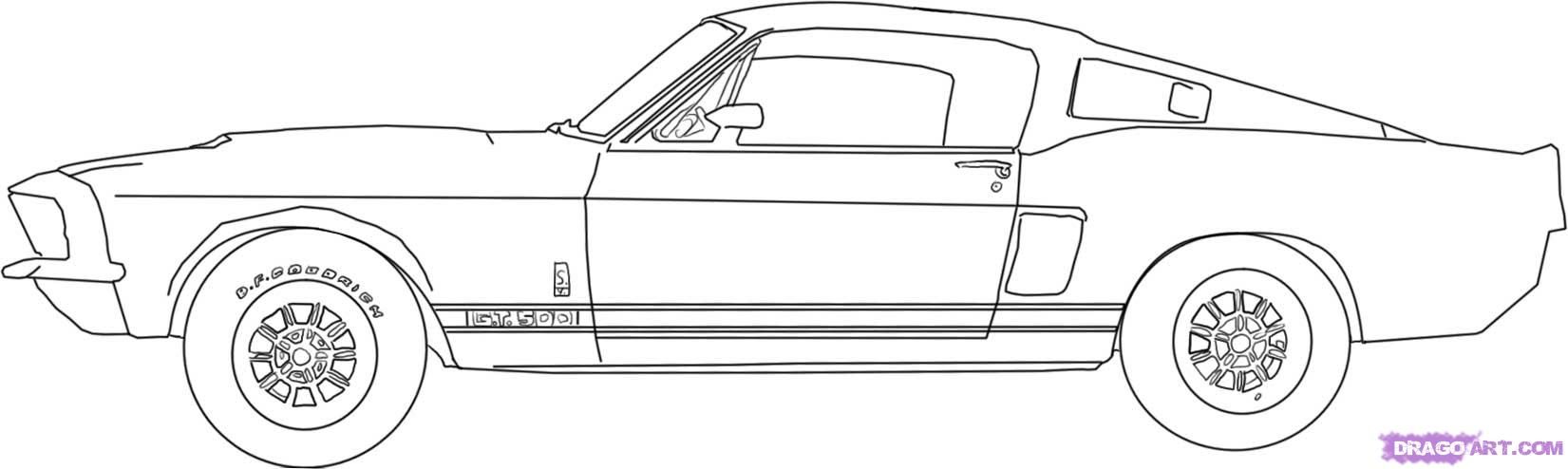 1651x494 Colorful Pictures Of Muscle Cars How To Draw A Ford Shelby - 67 Mustang Drawing