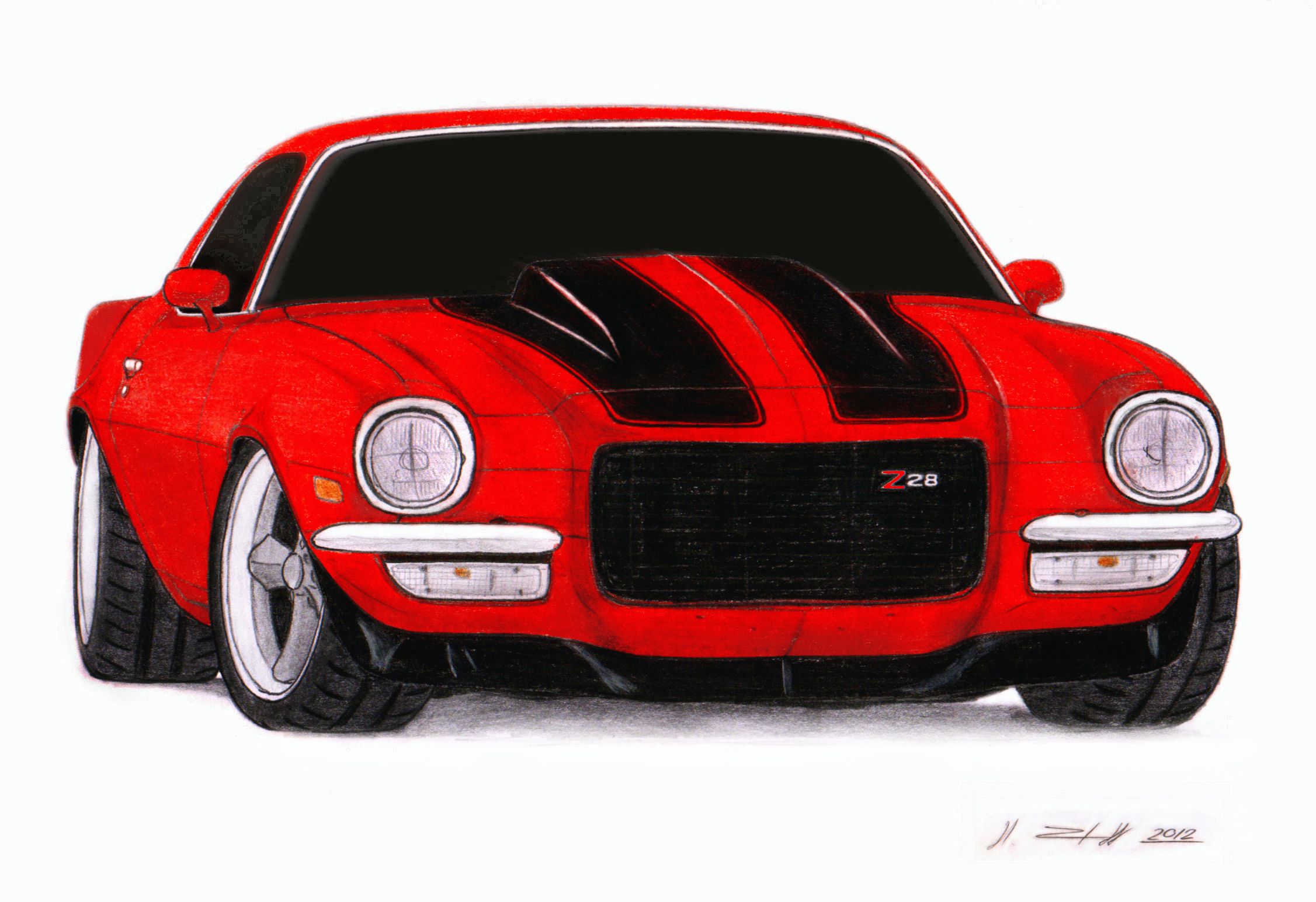 2253x1544 Charger Drawing - 68 Camaro Drawing