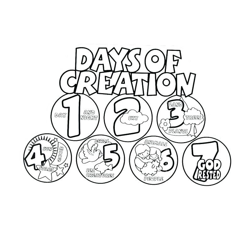 800x800 Days Of Creation Coloring Pages Free Great Free Clipart - 7 Days Of Creation Drawing
