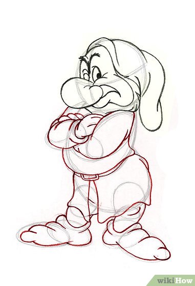 381x559 how to draw grumpy from the seven dwarfs steps - 7 Dwarfs Drawing