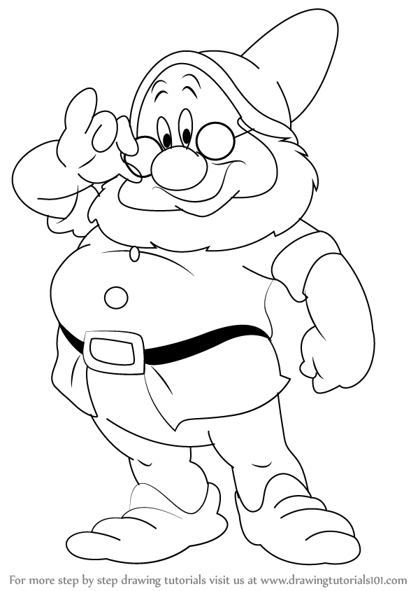 598x844 learn how to draw doc dwarf from snow white and the seven dwarfs - 7 Dwarfs Drawing