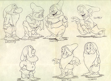 360x262 Disney Studios Model Drawing Animation Art Model Drawing Of All - 7 Dwarfs Drawing