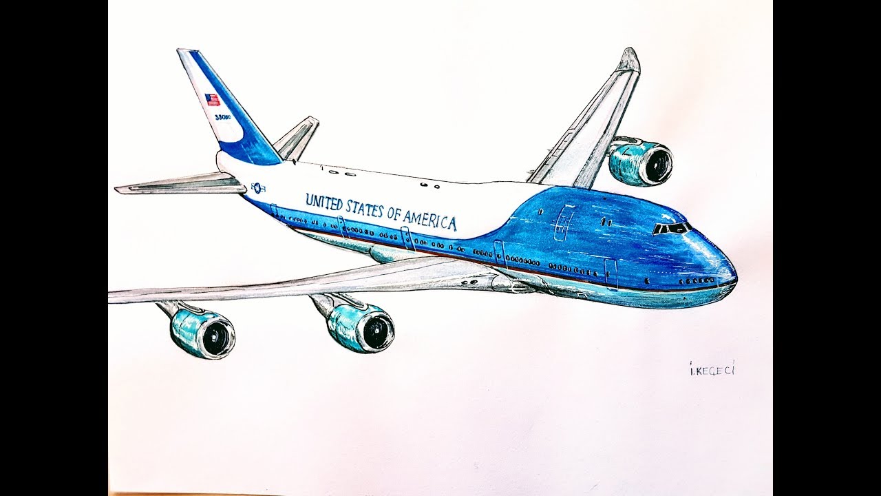 1280x720 air force one, boeing timelapse - 747 Drawing