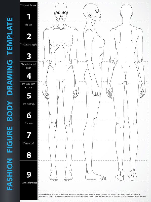 600x800 Heads Fashion Figure Template Back Lady Fashion Design - 8 Head Figure Drawing