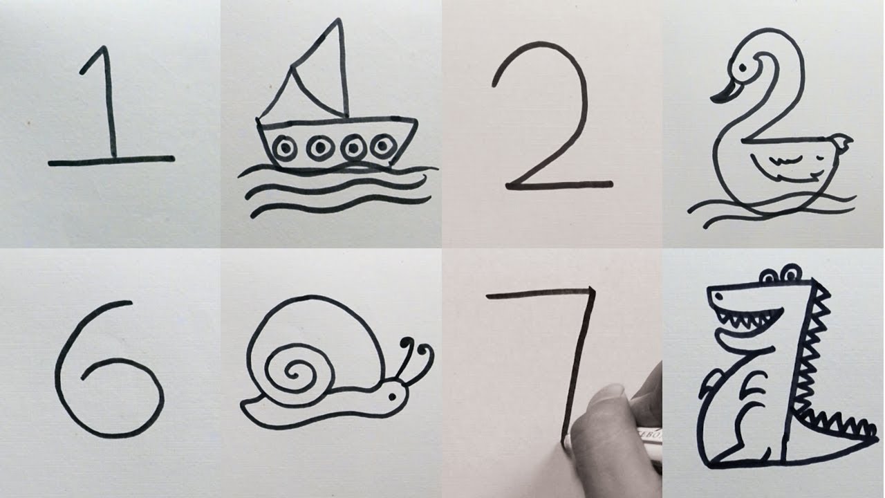 1280x720 how to draw anything from numbers easy drawing from numbers - 9 Drawing