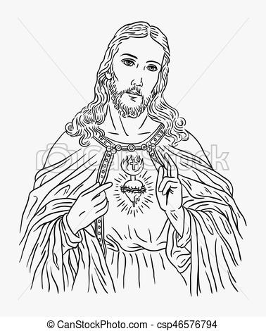 378x470 jesus christ religion art line drawing style jesus christ - A Drawing Of Jesus