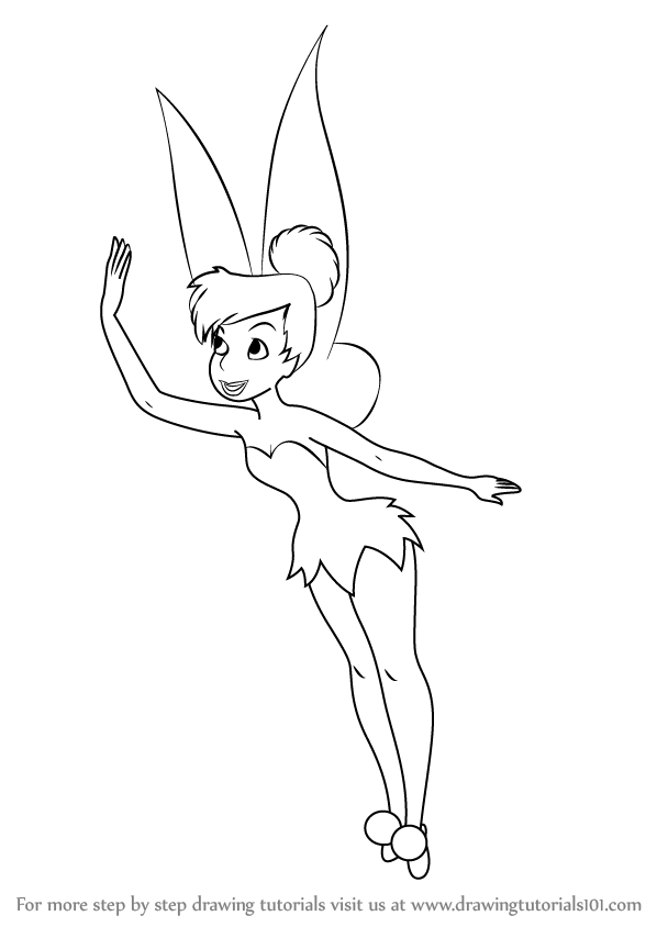 598x844 Learn How To Draw Tinkerbell From Peter Pan - A Drawing Of Tinkerbell