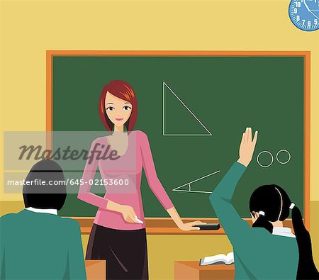 450x395 Front View Of A Teacher Teaching In A Class - A Teacher Drawing