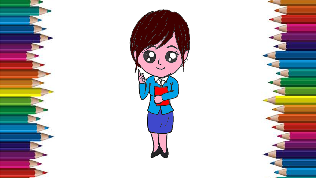 1280x720 How To Draw A Cartoon Teacher Cute And Easy - A Teacher Drawing