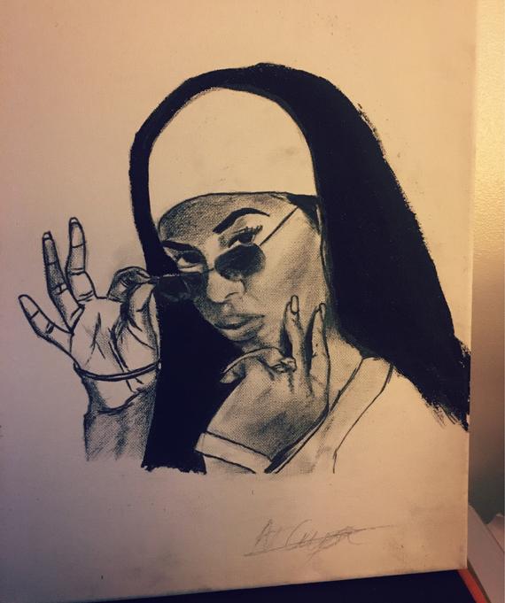 570x681 aaliyah original ink drawing etsy - Aaliyah Drawing