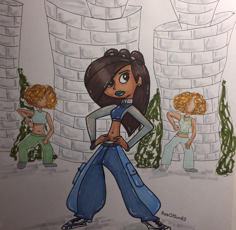 794x777 Aaliyah Kim Possible Mashup Drawing Original Etsy - Aaliyah Drawing Step By Step